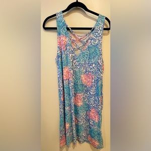 Lilly Pulitzer KRISTEN SWING DRESS Blue Haven Raising Shell Pink Blue